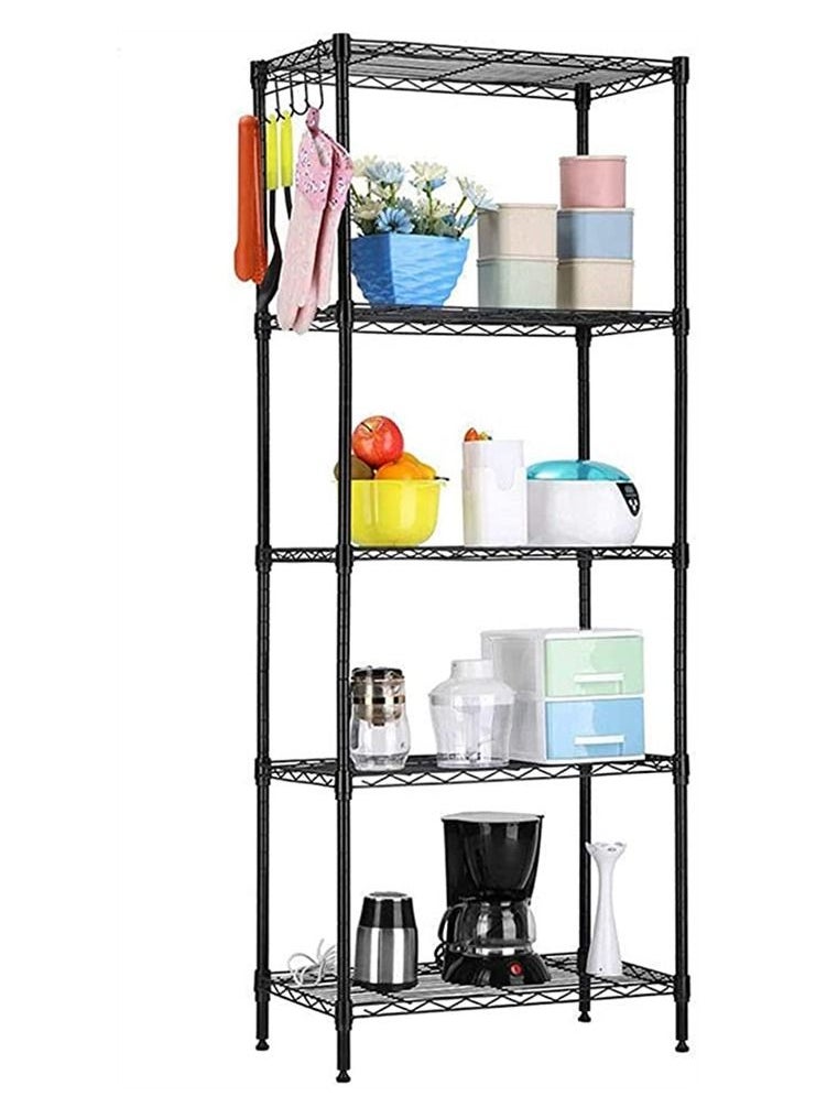 BLOOMING TIME - 5-Tier Wire Storage Shelving Rack Heavy Duty Metal Organizer with Leveling Feet Adjustable Shelves for Home, Bathroom, Kitchen, Office, Garage Storage 150 x 55 x 30cm - Image 1