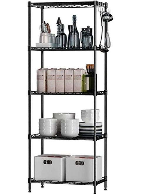 5-Tier Wire Storage Shelving Rack Heavy Duty Metal Organizer with Leveling Feet Adjustable Shelves for Home, Bathroom, Kitchen, Office, Garage Storage 150 x 55 x 30cm