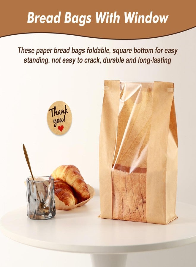 Aertiavty 120 Pcs Bread Bags for Homemade Bread with Window 14" x 8.3" x 3.5", Snack Storage, gifting, with Label Sealing Sticker with Tin Tie Tab Lock - Image 2