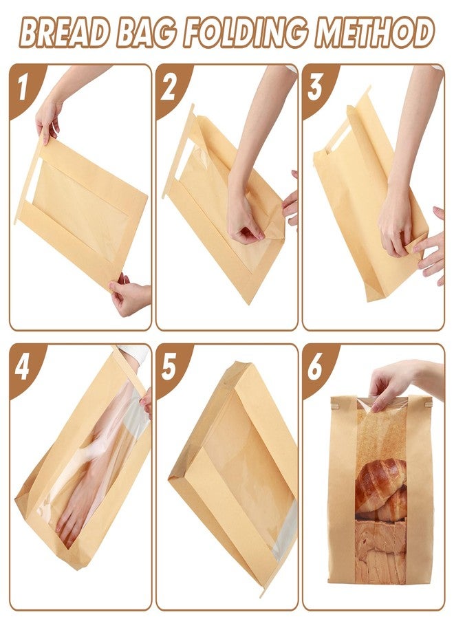Aertiavty 120 Pcs Bread Bags for Homemade Bread with Window 14" x 8.3" x 3.5", Snack Storage, gifting, with Label Sealing Sticker with Tin Tie Tab Lock - Image 5