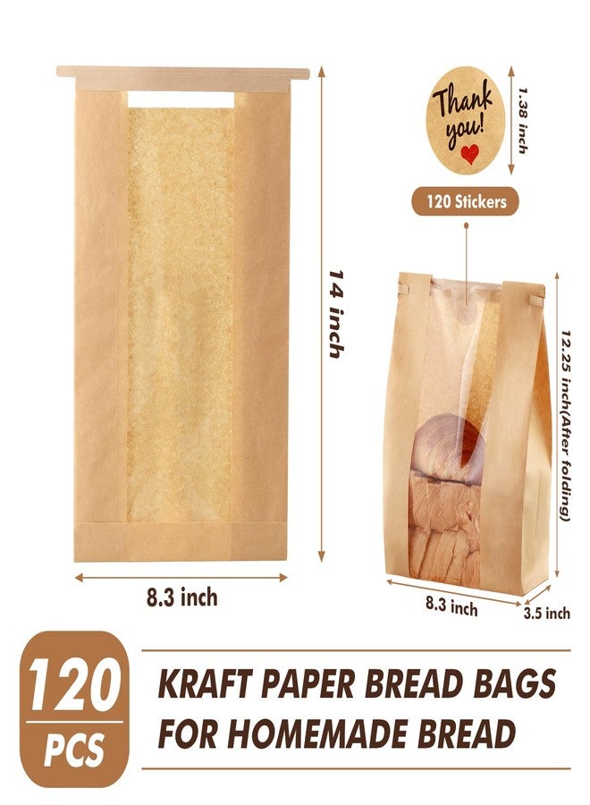 Aertiavty 120 Pcs Bread Bags for Homemade Bread with Window 14" x 8.3" x 3.5", Snack Storage, gifting, with Label Sealing Sticker with Tin Tie Tab Lock - Image 3