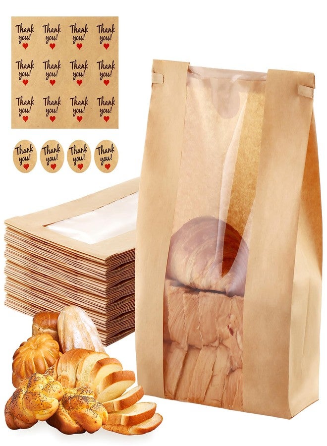 Aertiavty 120 Pcs Bread Bags for Homemade Bread with Window 14" x 8.3" x 3.5", Snack Storage, gifting, with Label Sealing Sticker with Tin Tie Tab Lock - Image 1