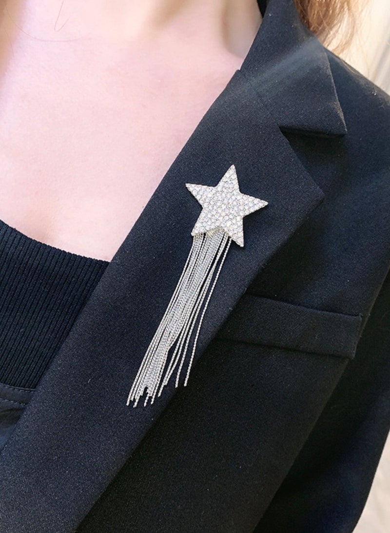 السيدات طية صدر السترة بروش ، تألق نجمة شرابة بروش ، الماس الكامل ، شخصية مزاجه ، اكسسوارات بروش ، هدايا للسيدات والفتيات - Image 3