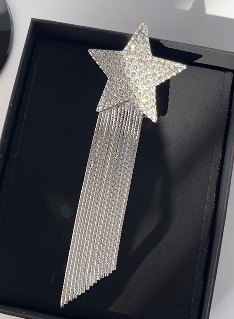 السيدات طية صدر السترة بروش ، تألق نجمة شرابة بروش ، الماس الكامل ، شخصية مزاجه ، اكسسوارات بروش ، هدايا للسيدات والفتيات - Image 1