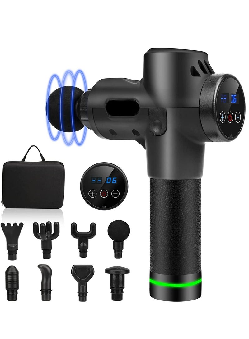 Massage Gun, Deep Tissue Percussion Muscle Massager with 20 Speeds, 8 Heads, LCD Display, Carrying Case, Super Quiet Handheld Electric Body Massager for Muscle Soreness Relief - Image 1