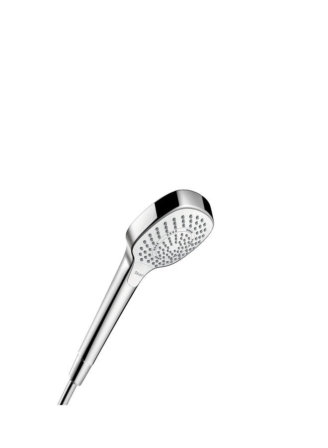 hansgrohe Croma Select E Low Flow 4-inch Handheld Shower Head Modern 3 SoftRain, IntenseRain, Pulsating Massage 04723400, White/Chrome - Image 1