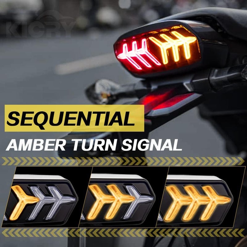KICRY Tail Light with Turn Signals Led Integrated Motorcycle Brake Taillight Compatible with GROM MSX125/SF CBR650F CTX700 CTX700N(Clear Lens) - Image 4