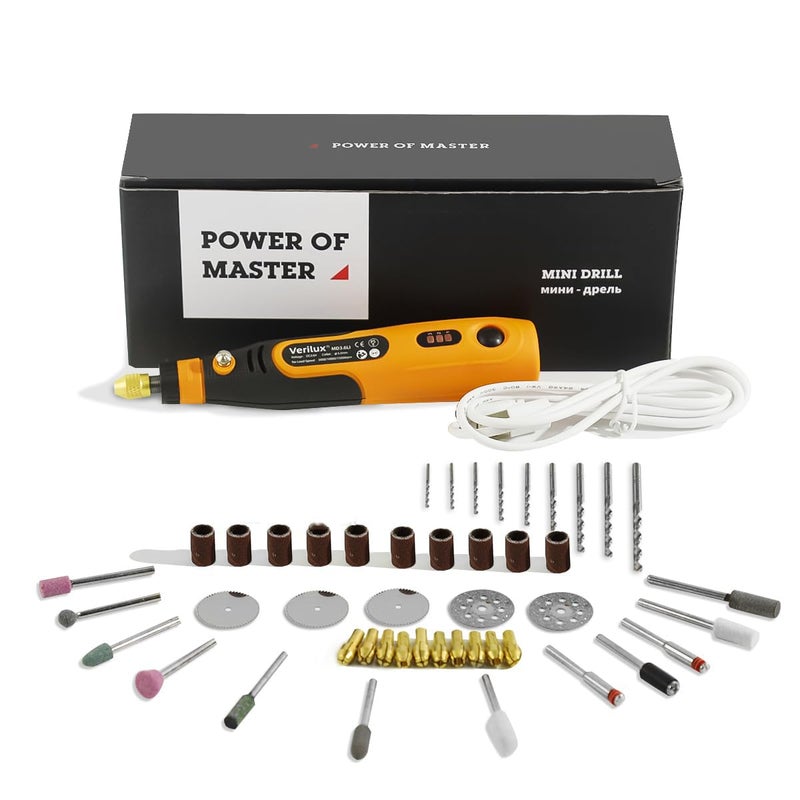 Verilux® Cordless Drill Machine, 900Ah USB Rechargeable 3 Speed Hand Drill Machine Mini Drill Machine for Wood Carving, Cutting & Grinding, Mini Rotary Tool Kit with 45Pcs Accessories - Image 1
