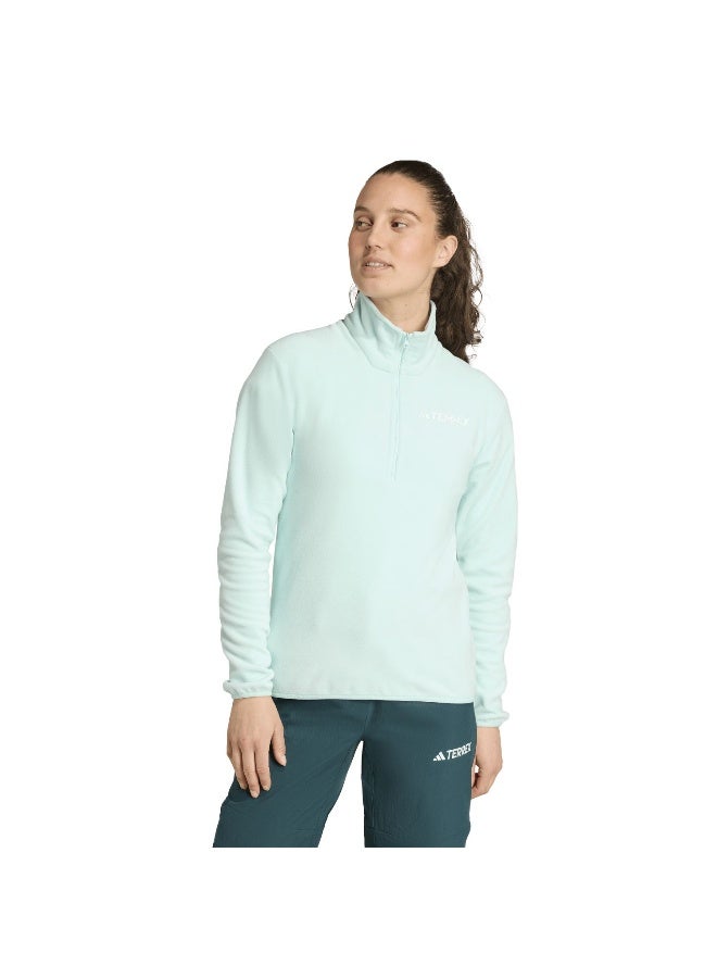 Adidas W Mt Ess Hz Fl Turquoise Polarfleece-Half Zip Polarfleece Apparel For Women - Image 2