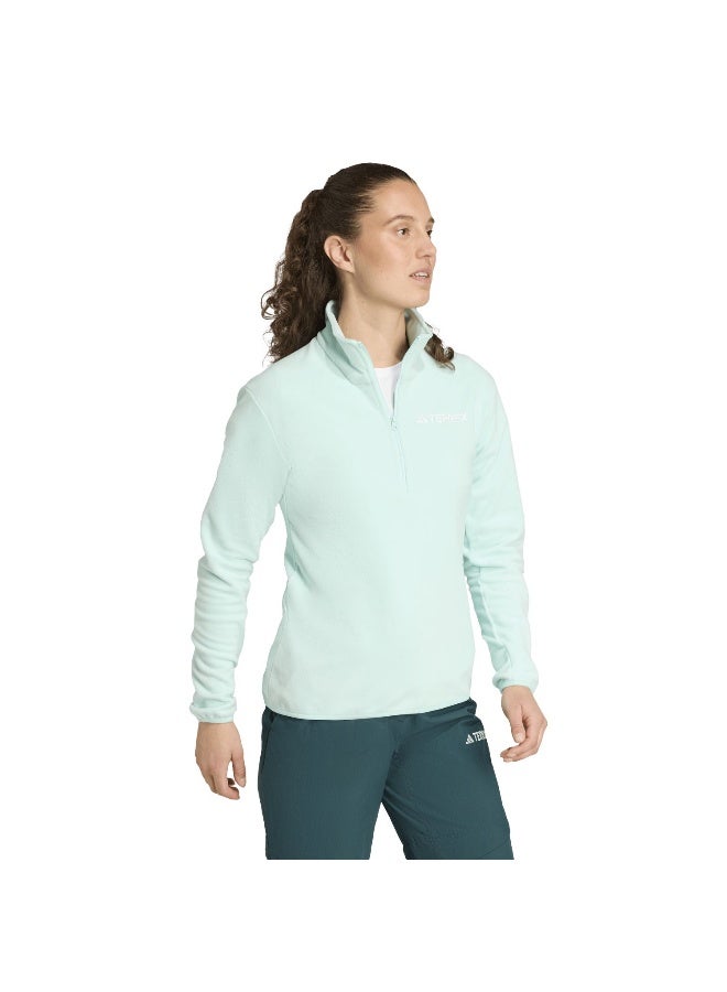 Adidas W Mt Ess Hz Fl Turquoise Polarfleece-Half Zip Polarfleece Apparel For Women - Image 4