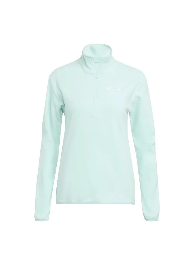 adidas Adidas W Mt Ess Hz Fl Turquoise Polarfleece-Half Zip Polarfleece Apparel For Women