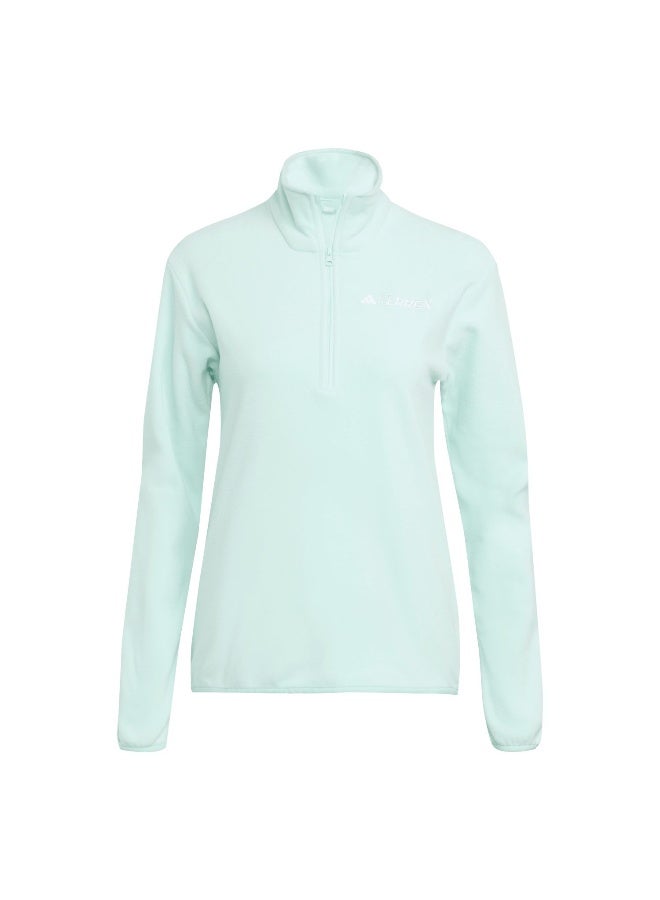 Adidas W Mt Ess Hz Fl Turquoise Polarfleece-Half Zip Polarfleece Apparel For Women - Image 1