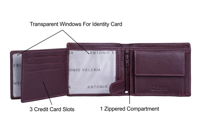 ANTONIO VALERIA Octave Burgundy Leather Wallet for Men - Image 4