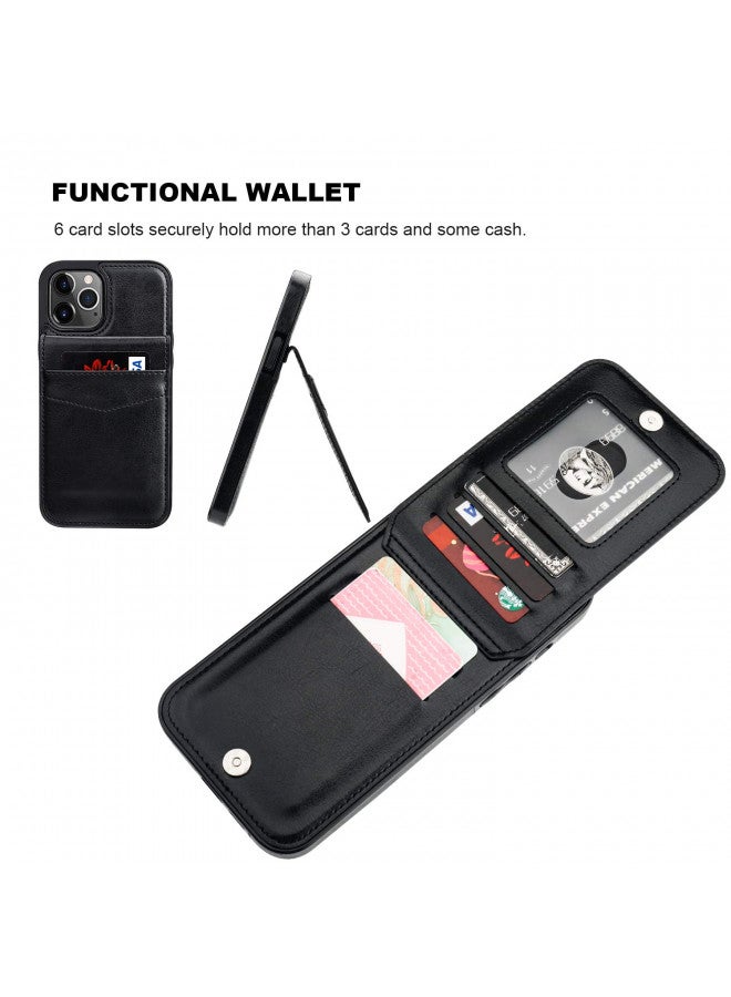 KIHUWEY KIHUWEY Compatible with iPhone 12 Pro Max Case Wallet with Credit Card Holder, Premium Leather Magnetic Clasp Kickstand Heavy Duty Protective Cover for iPhone 12 Pro Max 6.7 Inch(Black)  - Image 3