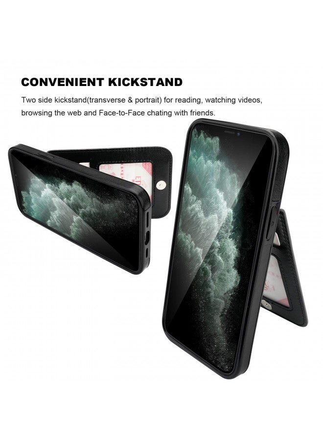 KIHUWEY KIHUWEY Compatible with iPhone 12 Pro Max Case Wallet with Credit Card Holder, Premium Leather Magnetic Clasp Kickstand Heavy Duty Protective Cover for iPhone 12 Pro Max 6.7 Inch(Black)  - Image 4