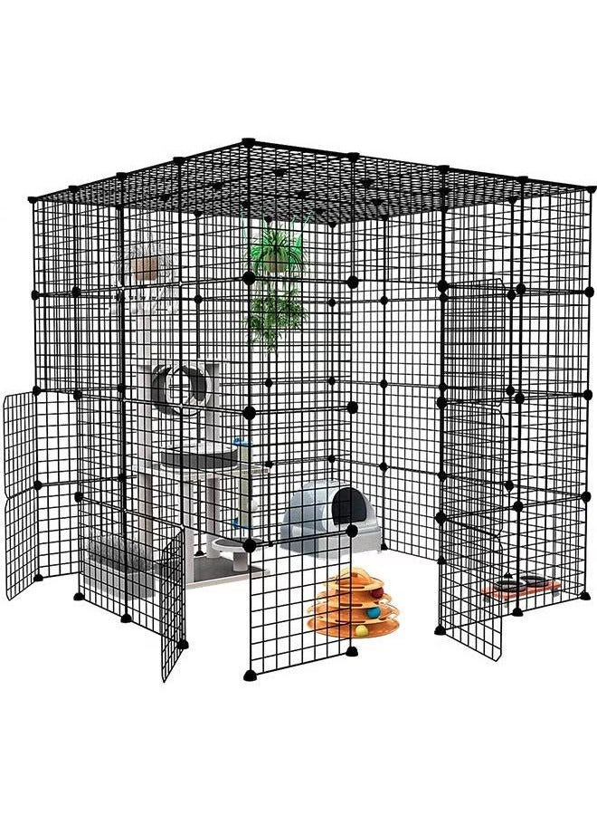 XiuWoo Large Cat Cage Indoor Cat Playpen Metal Wire Kennels Crate Ideal for 1-4 Cats, Without Platform, black  - Image 1