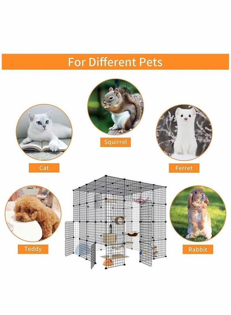 XiuWoo Large Cat Cage Indoor Cat Playpen Metal Wire Kennels Crate Ideal for 1-4 Cats, Without Platform, black  - Image 4