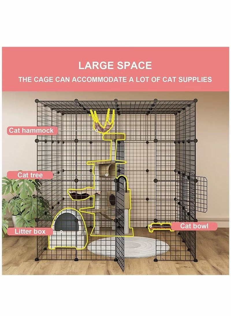 XiuWoo Large Cat Cage Indoor Cat Playpen Metal Wire Kennels Crate Ideal for 1-4 Cats, Without Platform, black  - Image 5