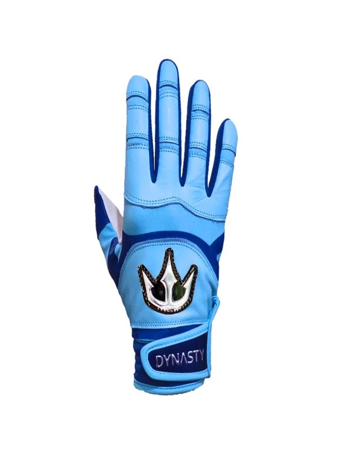 DYNASTY BASEBALL Lightning Series Batting Gloves - Premium Goat Skin Leather, Youth & Adult Sizes (Baby Blue/Royal Blue, Medium) - Image 2