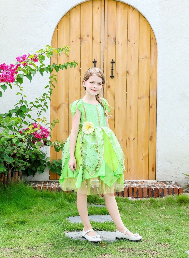 MIXDE Dressy Green Fancy Fairy  Costume Birthday Party Dress up with erfly Wings Princess Costumes Little Girls Dress Kids Fancy Gown Cosplay  Party - Image 4