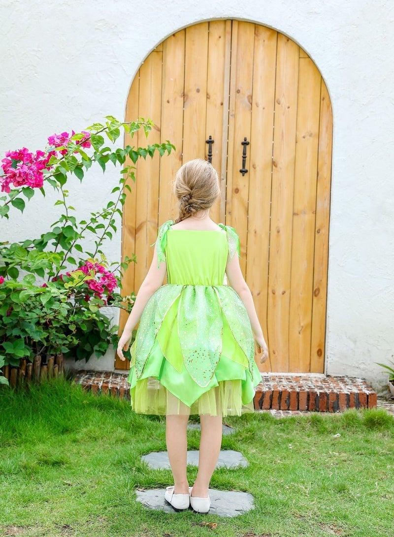 MIXDE Dressy Green Fancy Fairy  Costume Birthday Party Dress up with erfly Wings Princess Costumes Little Girls Dress Kids Fancy Gown Cosplay  Party - Image 5