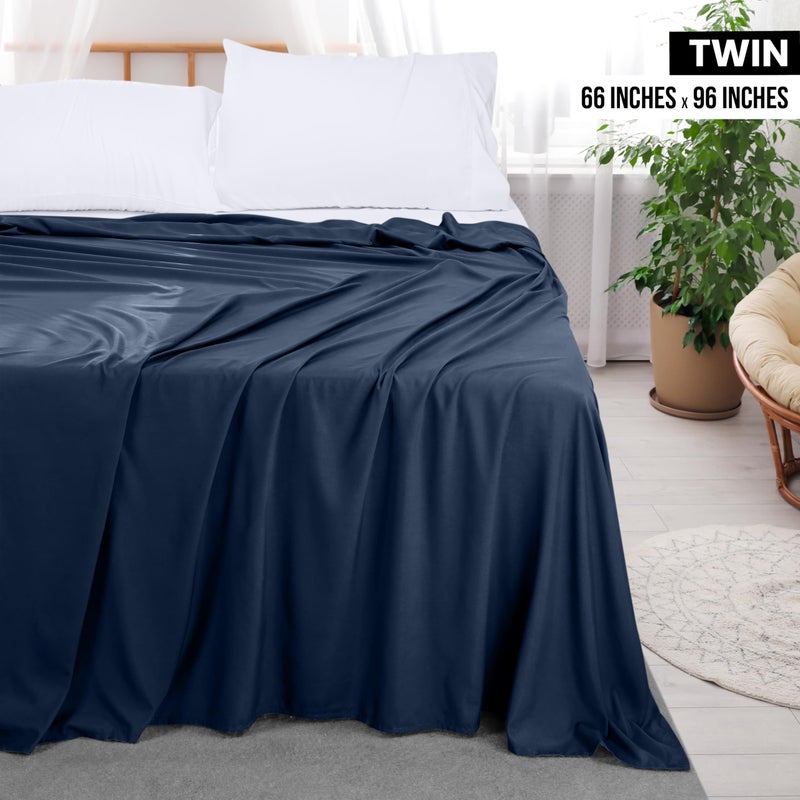 Utopia Bedding Flat Sheet - Soft Brushed Microfiber Fabric - Shrinkage & Fade Resistant Top Sheet - Easy Care - 1 Flat Sheet Only (Twin  Navy) - Image 2