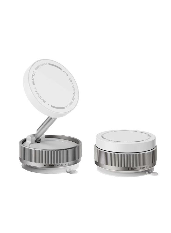 White Magnetic Car Phone Holder Vacuum Suction, Adjustable Car Phone Mount with Magnet, Car Phone Stand Suction with Magnetic Magnet, Flexible Phone Mount for All Smartphones MagSafe - Image 2