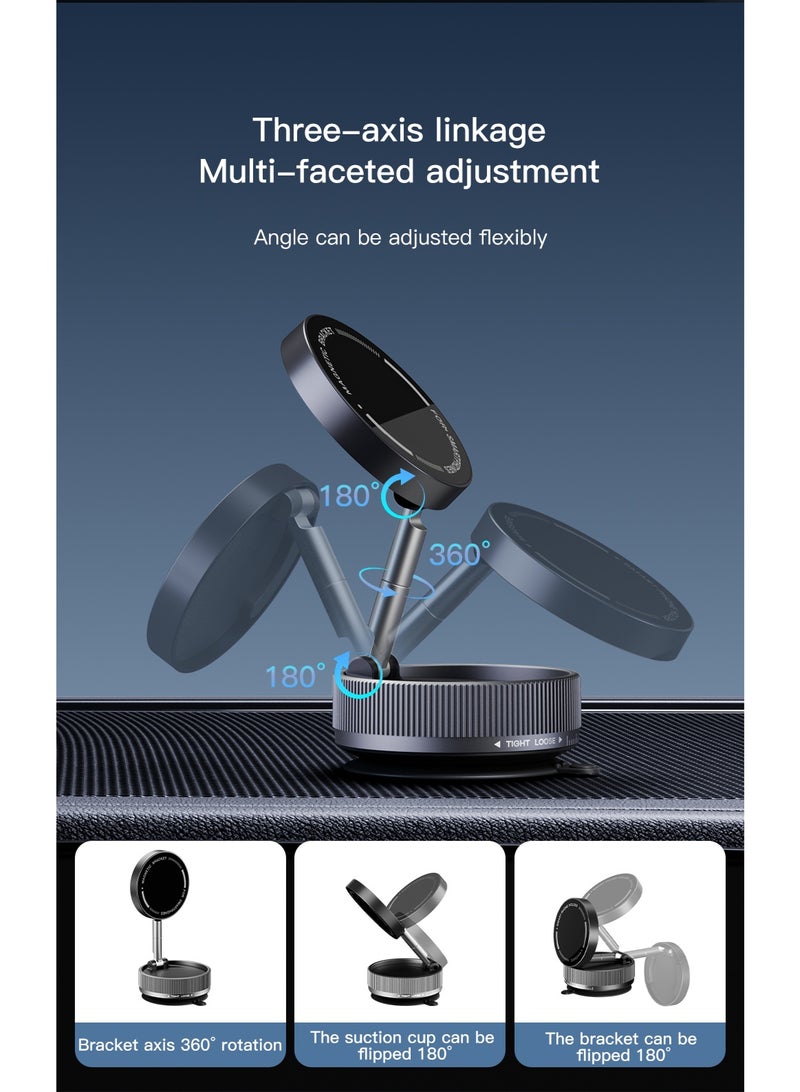 White Magnetic Car Phone Holder Vacuum Suction, Adjustable Car Phone Mount with Magnet, Car Phone Stand Suction with Magnetic Magnet, Flexible Phone Mount for All Smartphones MagSafe - Image 5