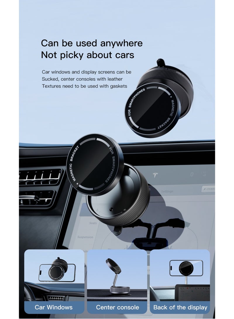 White Magnetic Car Phone Holder Vacuum Suction, Adjustable Car Phone Mount with Magnet, Car Phone Stand Suction with Magnetic Magnet, Flexible Phone Mount for All Smartphones MagSafe - Image 4