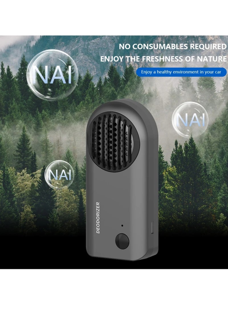 ارواق منقي هواء صغير، مزيل الروائح الكريهة للأوزون الداخلي للسيارة قابل لإعادة الشحن عبر USB، مزيل روائح السيارات المتين منخفض الضوضاء وكتم الصوت، معطر هواء صغير ومحمول للسيارة، (قطعة واحدة، أسود) - Image 4