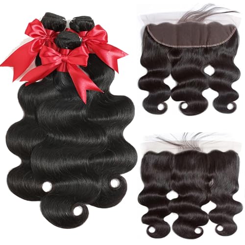 JARAMA 12A Body Wave Bundles with Frontal Human Hair 20 22 2418 Inch Brazilian Virgin Body Wave Human Hair Weave 3 Bundles with 13x4 HD Lace Frontal Closure - Image 3