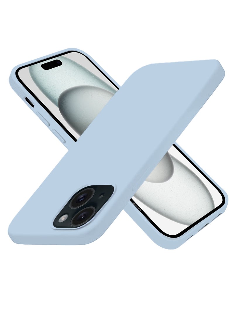 CATANES Silicone Case Cover for Apple iPhone 15 Plus, Slim Protective Cover with Microfiber Lining, Drop Protection - Light Blue - Image 3