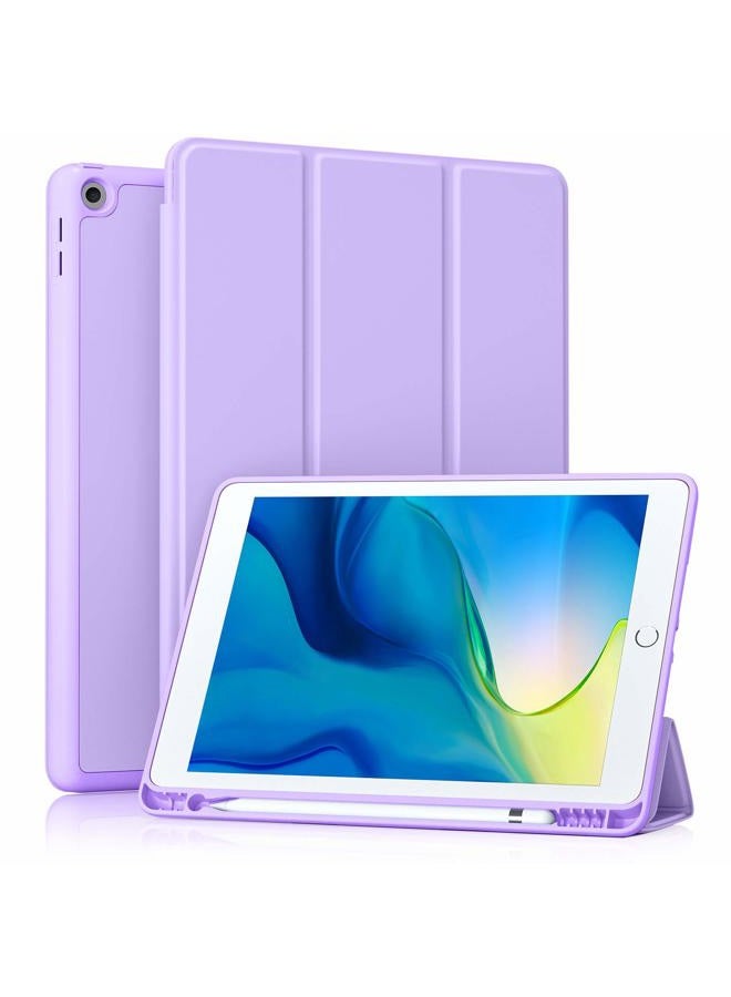 Akkerds Case Compatible with iPad 10.2 Inch 2021/2020 iPad 9th/8th Generation & 2019 iPad 7th Generation with Pencil Holder, Protective Case with Soft TPU Back, Auto Sleep/Wake Cover, Lavender - Image 1