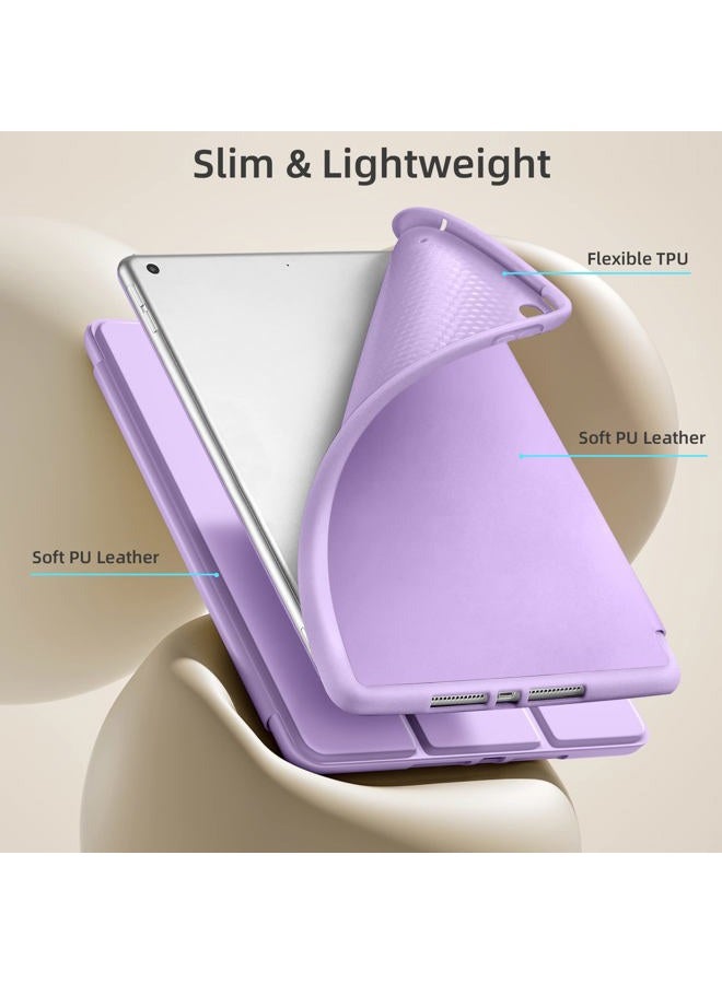 Akkerds Case Compatible with iPad 10.2 Inch 2021/2020 iPad 9th/8th Generation & 2019 iPad 7th Generation with Pencil Holder, Protective Case with Soft TPU Back, Auto Sleep/Wake Cover, Lavender - Image 5