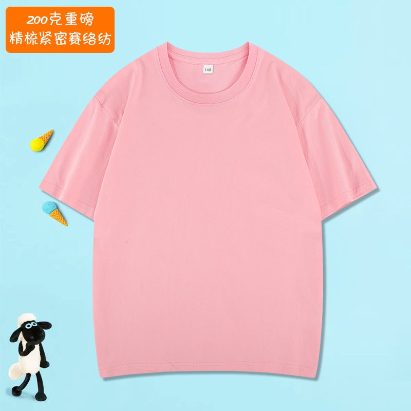 Cotton Children'S Short Sleeve T-Shirt 220G Small Shoulder Half Sleeve Sports Printed Logo Kindergarten Clothes Class Clothes - Image 1