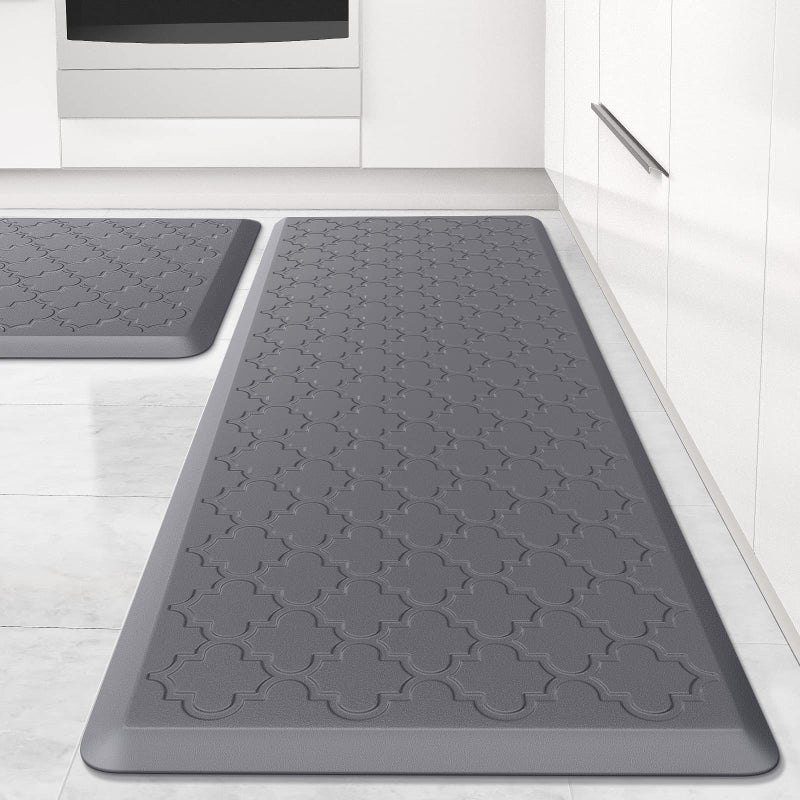 SoftDuo Kitchen Mat [2 PCS] Cushioned Anti-Fatigue Floor Mat, Waterproof Non-Skid Ergonomic Comfort Foam Rugs, Standing Mat for Kitchen, Floor,Office, Sink, Laundry(Grey) - Image 1