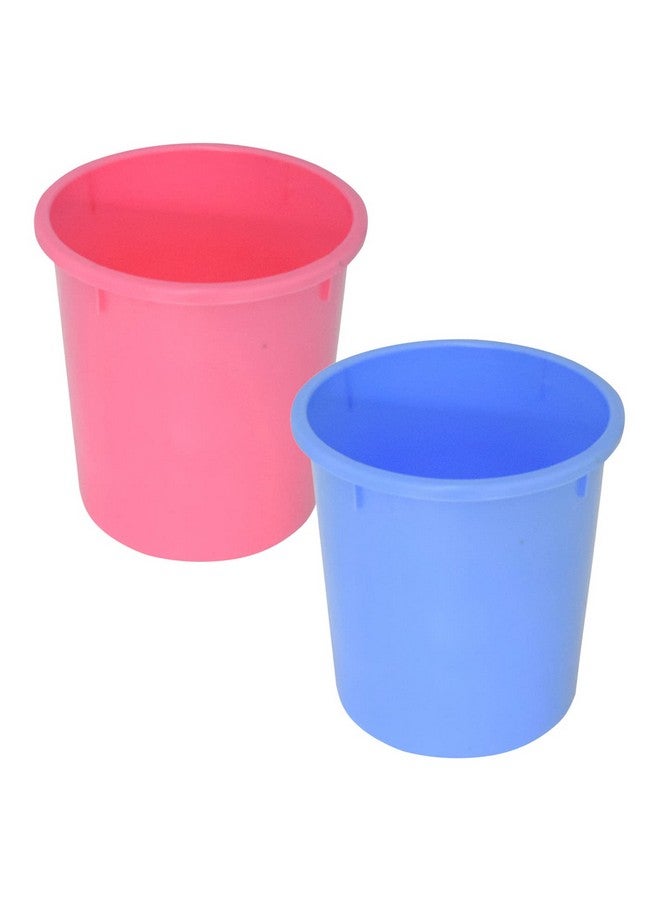 Kuber Industries Plastic Open Plastic Dustbin Without Lid|Garbage Bin For Home, Kitchen, Office, 5Ltr.- Pack of 2 (Pink & Blue)-47KM01077 - Image 1