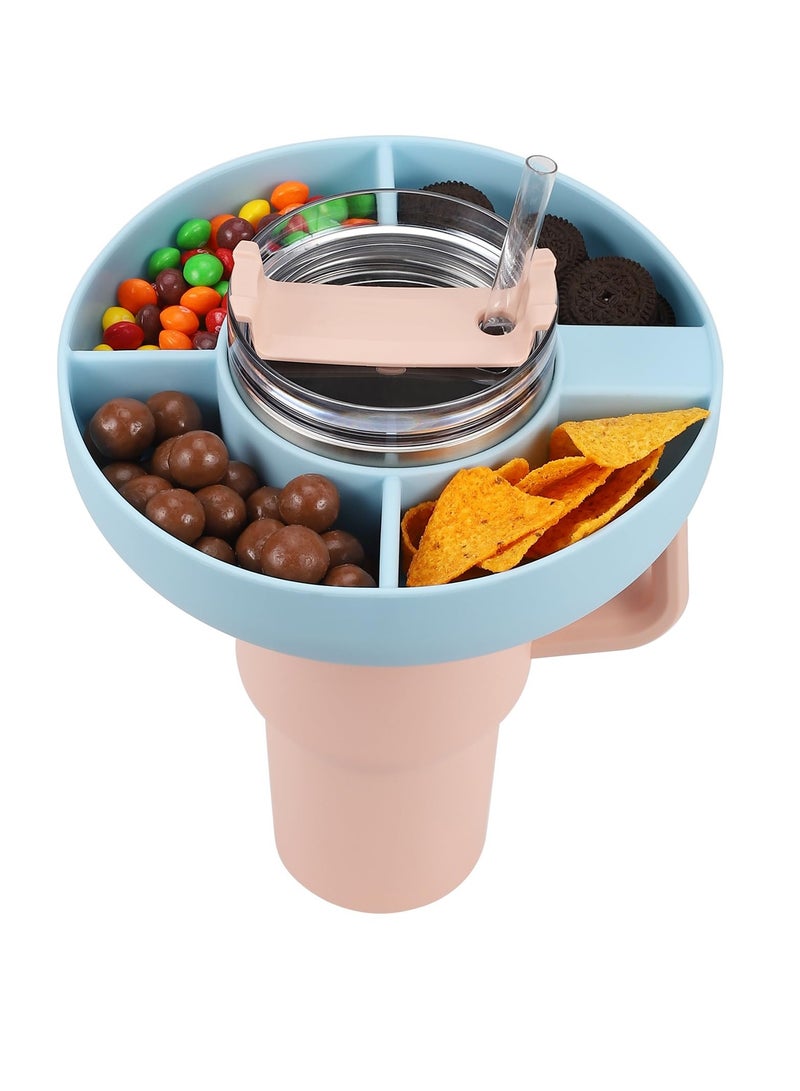 KASTWAVE 40oz Snack Bowl for Stanley Cup, Reusable Snack Ring Compatible, Tumbler with Handle, Cute Water Bottle Accessories with Long Silione, Blue  - Image 1