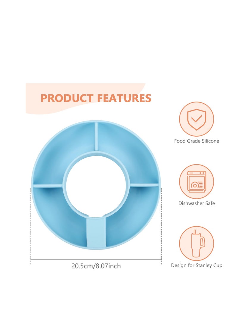 KASTWAVE 40oz Snack Bowl for Stanley Cup, Reusable Snack Ring Compatible, Tumbler with Handle, Cute Water Bottle Accessories with Long Silione, Blue  - Image 5
