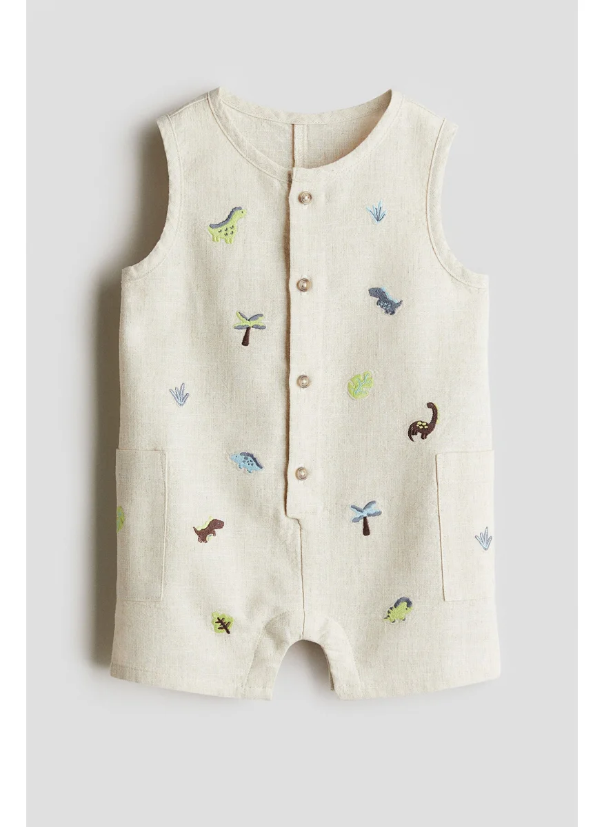 H&M Embroidery-Detail Romper Suit