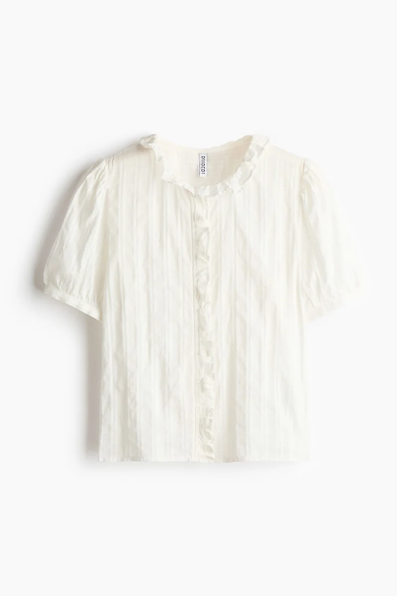 H&M Frill-trimmed cotton blouse