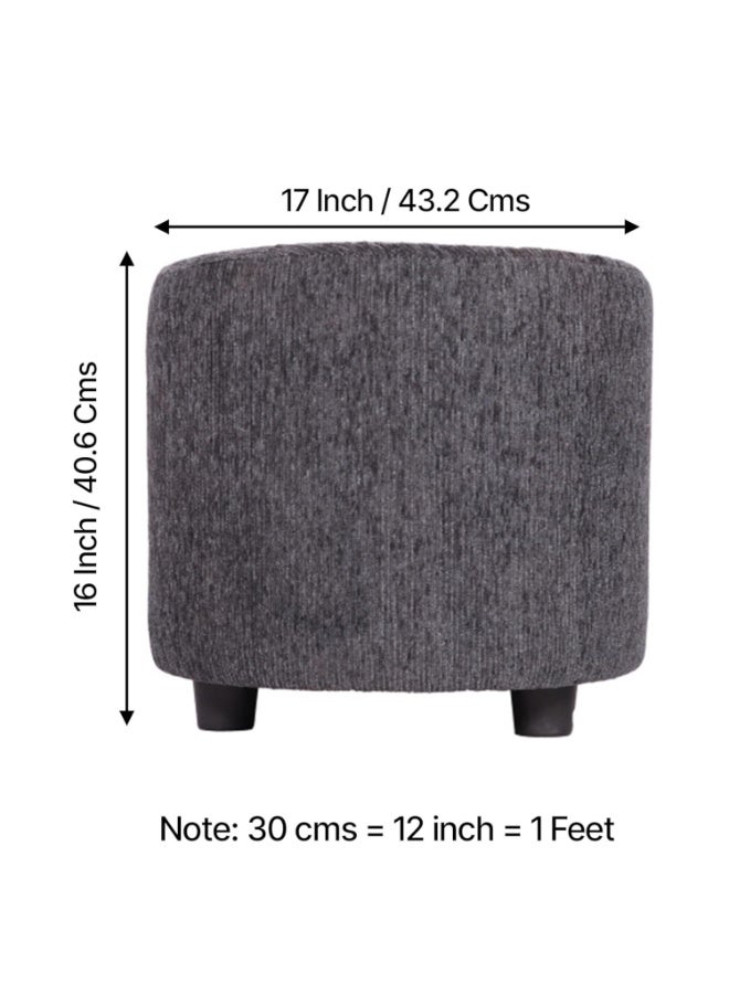 طقم  العصري الدائري من الخشب الصلب، مكون من قطعتين، عثماني/بوف/مقعد/كرسي، بتنجيد من قماش أنكور غراي موس، مناسب لغرفة المعيشة | غرفة الرسم | غرفة النوم | المدخل | الشرفة - Image 2