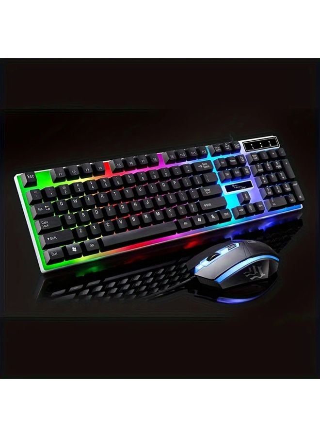 Black RGB Gaming Keyboard and Mouse Combo Wired USB 104 Key LED Backlit Ergonomic PC PS4 - Image 1