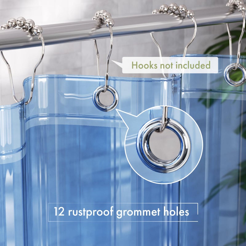 AmazerBath Shower Curtain Liner, 72x72 Transparent Blue Shower Liner, Lightweight Plastic Shower Curtain Liners, Cute Waterproof Shower Liner for Bathroom with 3 Magnets and 12 Grommet Holes - Image 3