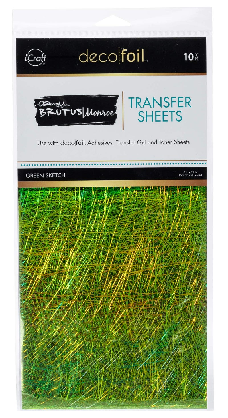 iCraft Deco Foil Transfer Sheets by Brutus Monroe 6 x 12 10 Sheets per Pack Green Sketch - Image 2