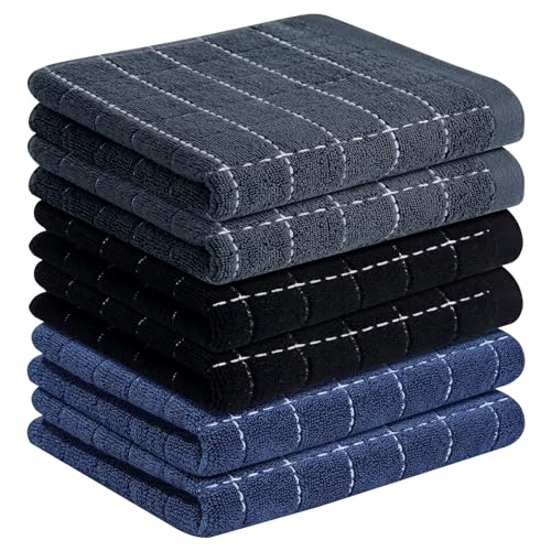 Homaxy 100 Cotton Terry Kitchen TowelsMultiple Colour 13 x 28 inches Checkered Designed Soft and Super Absorbent Dish Towels 6 Pack - Image 1