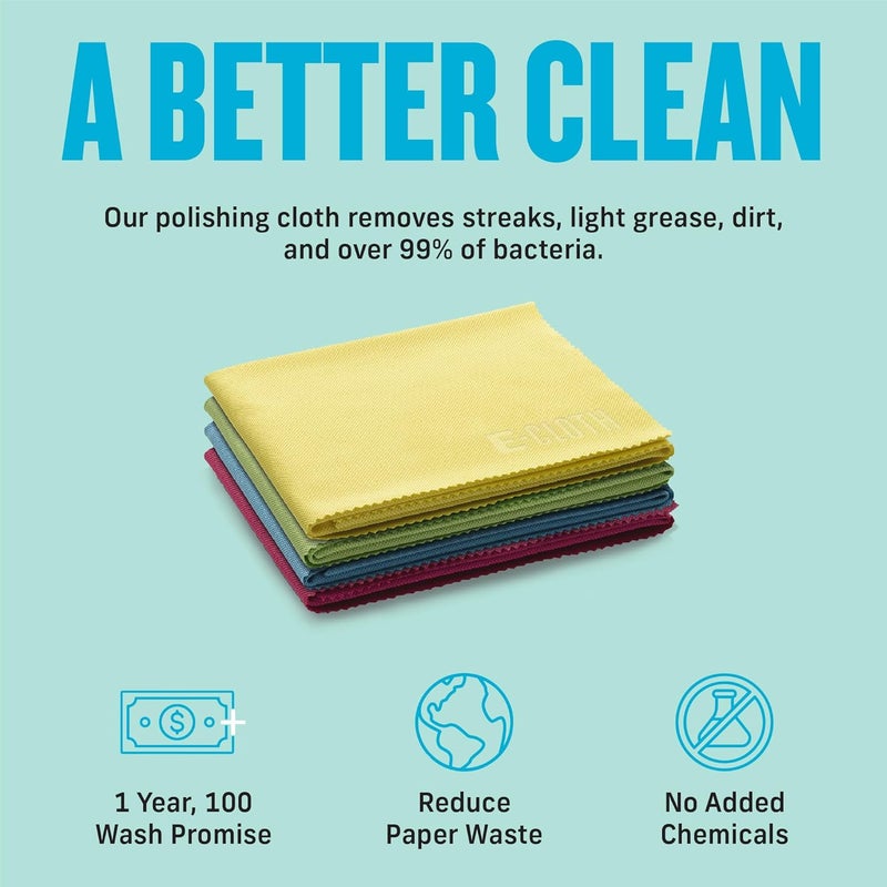 إي كلوز فوطة تنظيف الميكروفايبر للتلميع من إي كلوث - منشفة التلميع من الميكروفايبر - مناشف التلميع من الميكروفايبر للسيارات والنوافذ والمزيد - 4 قطع من قماش التلميع فقط - Image 4