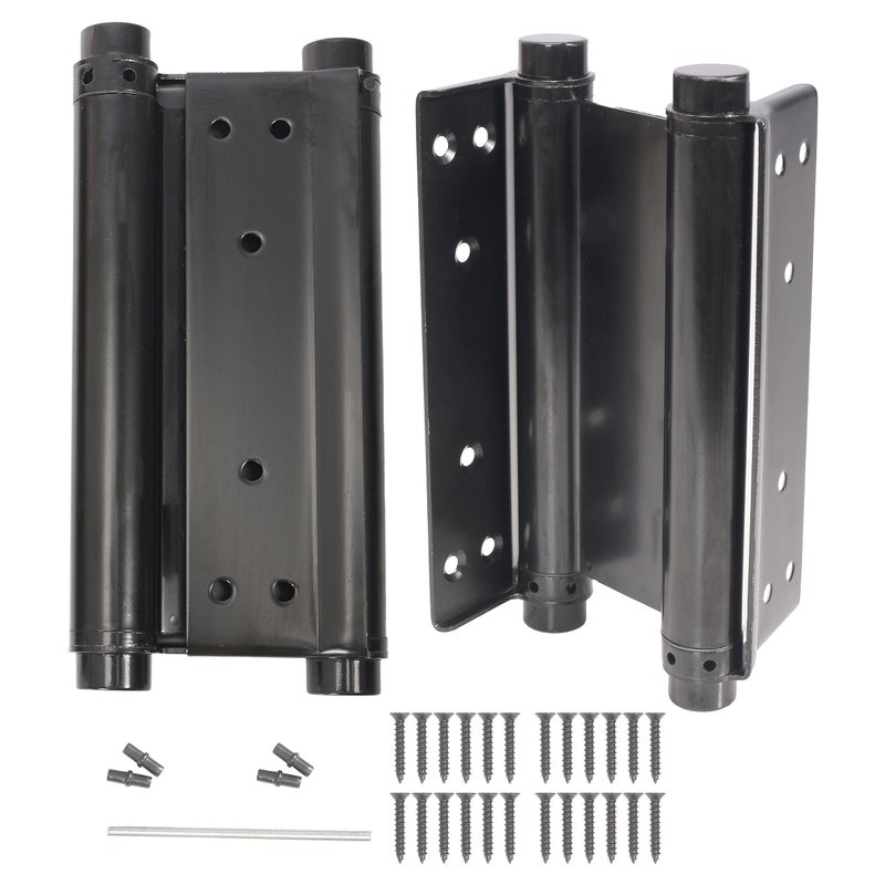 Pair of 8 Black Heavty Duty Double Action Spring Hinges Self Closing Door Hinges for Cafe Saloon Pub Swinging Doors 201 Stainless Steel Including Pins and Screws