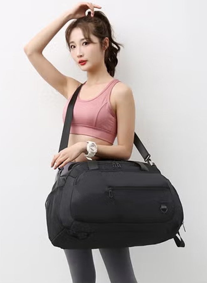 Camping Gym Bag with Shoe Compartment 3 in 1 Multi-Purpose Backpack with Quick Access Pocket Shoulder Straps - Black, Unisex - Image 2