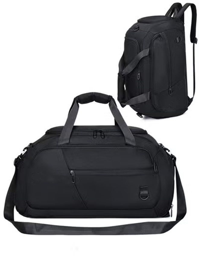 Camping Gym Bag with Shoe Compartment 3 in 1 Multi-Purpose Backpack with Quick Access Pocket Shoulder Straps - Black, Unisex - Image 3